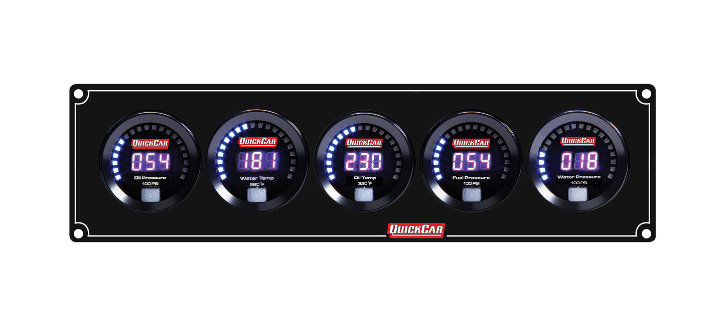 QUICKCAR RACING PRODUCTS Digital 5 Gauge Panel OP/WT/OT/FP100/WP Gauges and Accessories Gauge Kits main image