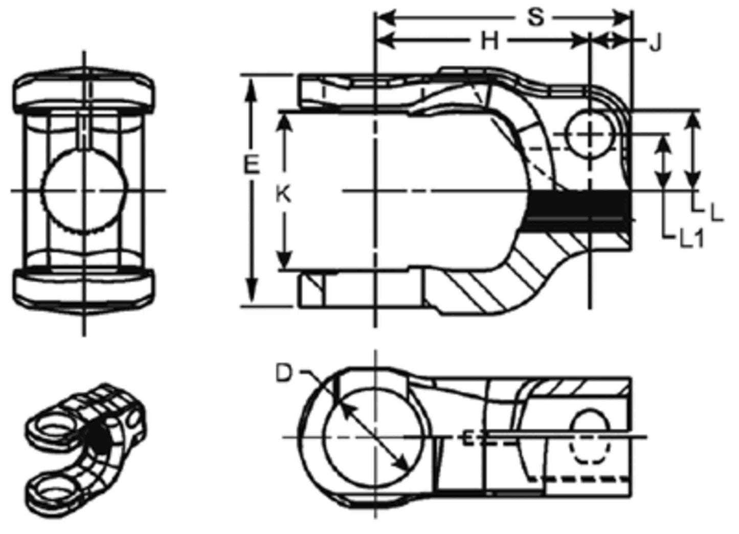 Spicer Steering Shaft End Yoke 10-4-621SX