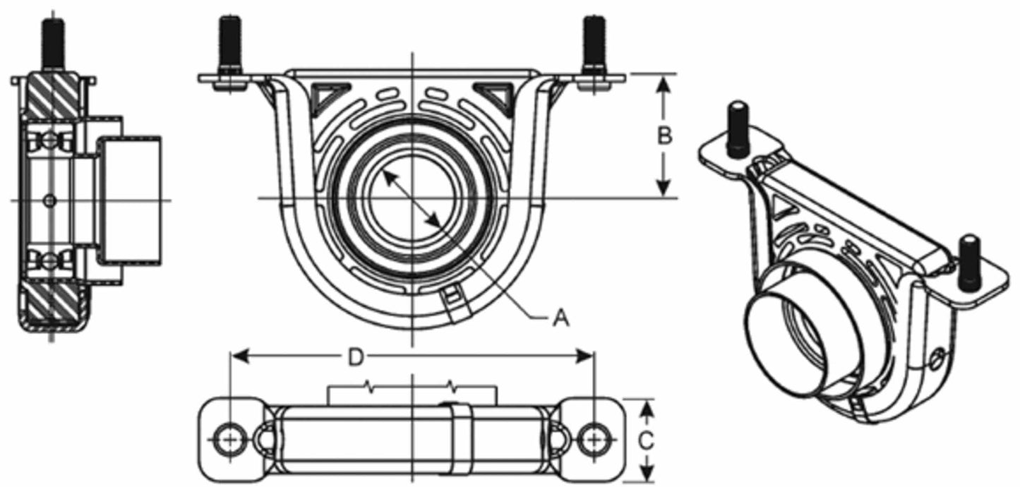 Spicer Drive Shaft Center Support Bearing 212028-1X