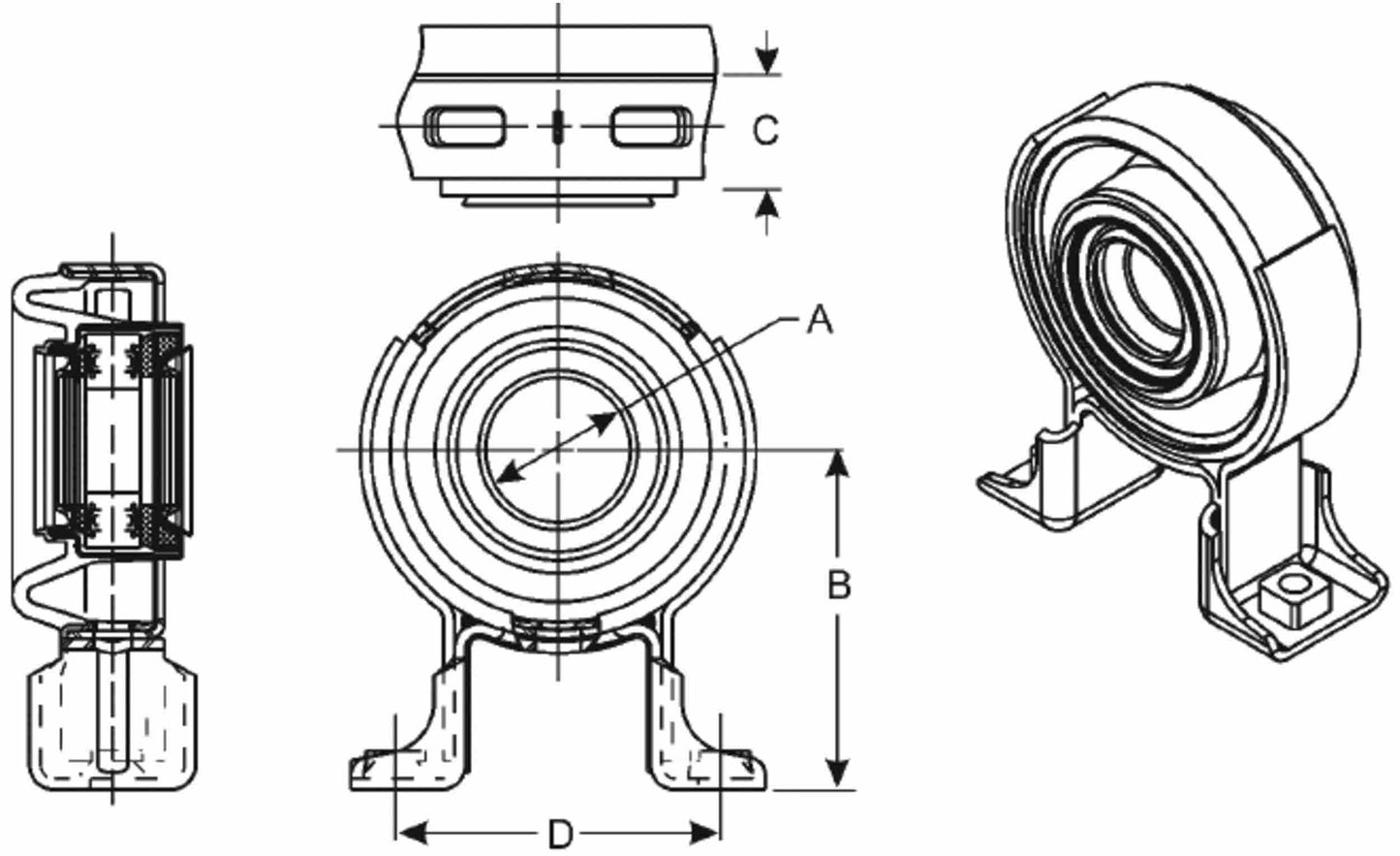 Spicer Drive Shaft Center Support Bearing 212187-1X