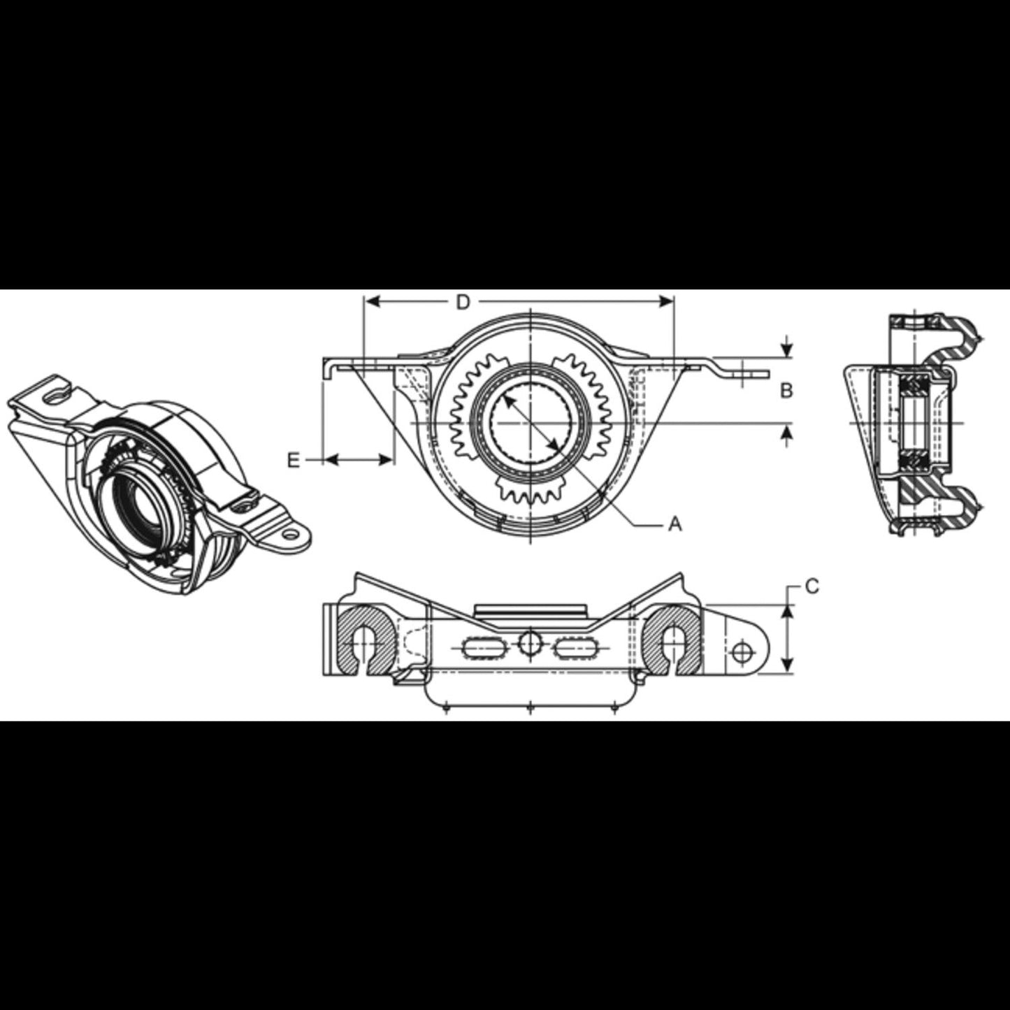 Spicer Drive Shaft Center Support Bearing 5009385-1