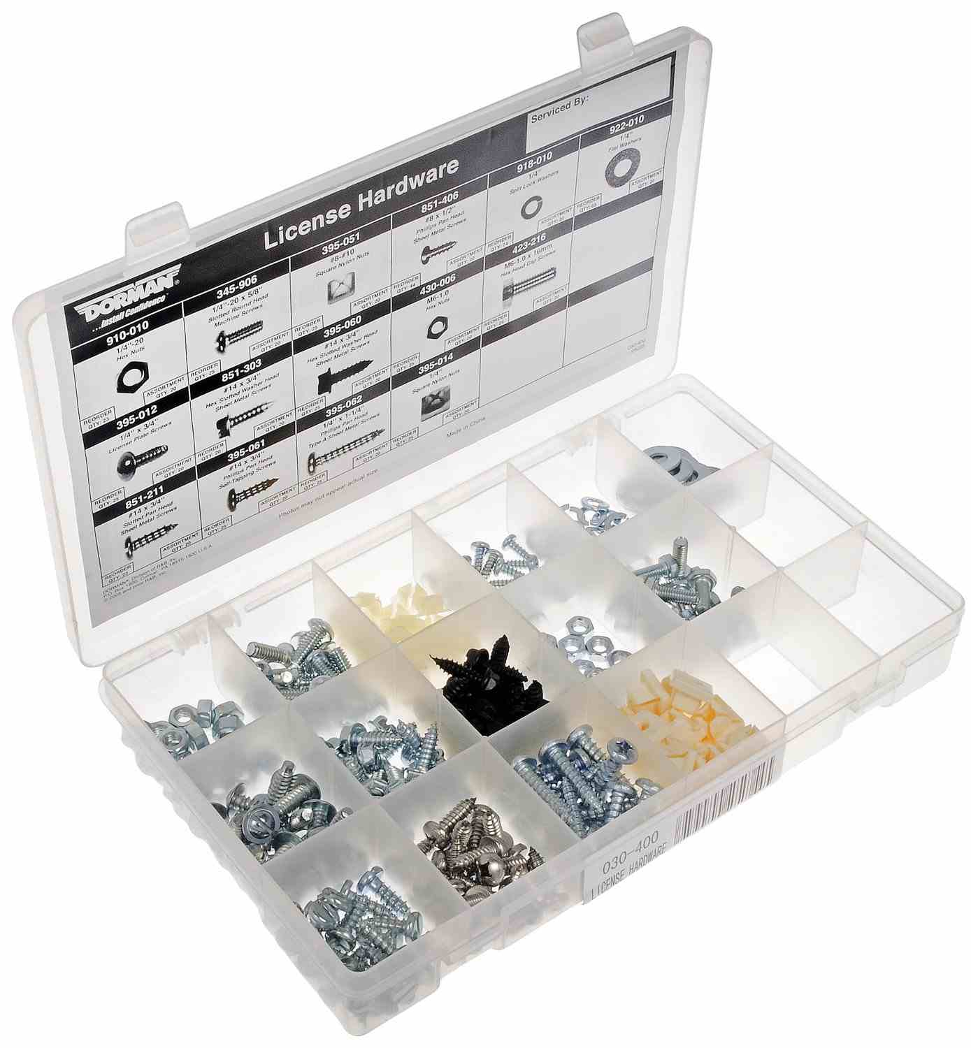 Dorman Automotive Maintenance Tech Trays - License Plate Fasteners