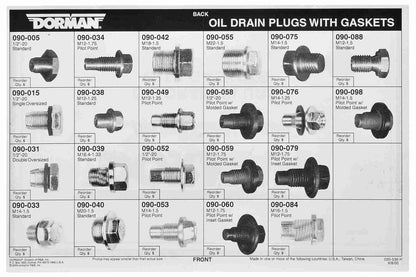 Dorman Autograde Engine Oil Drain Plug Tech Tray with 44 Pieces and Visual Guide 030-539