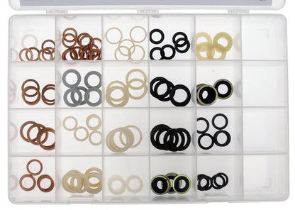 Dorman Autograde Engine Oil Drain Plug Gasket Assortment with 115 Pieces and Storage Tray 030-541