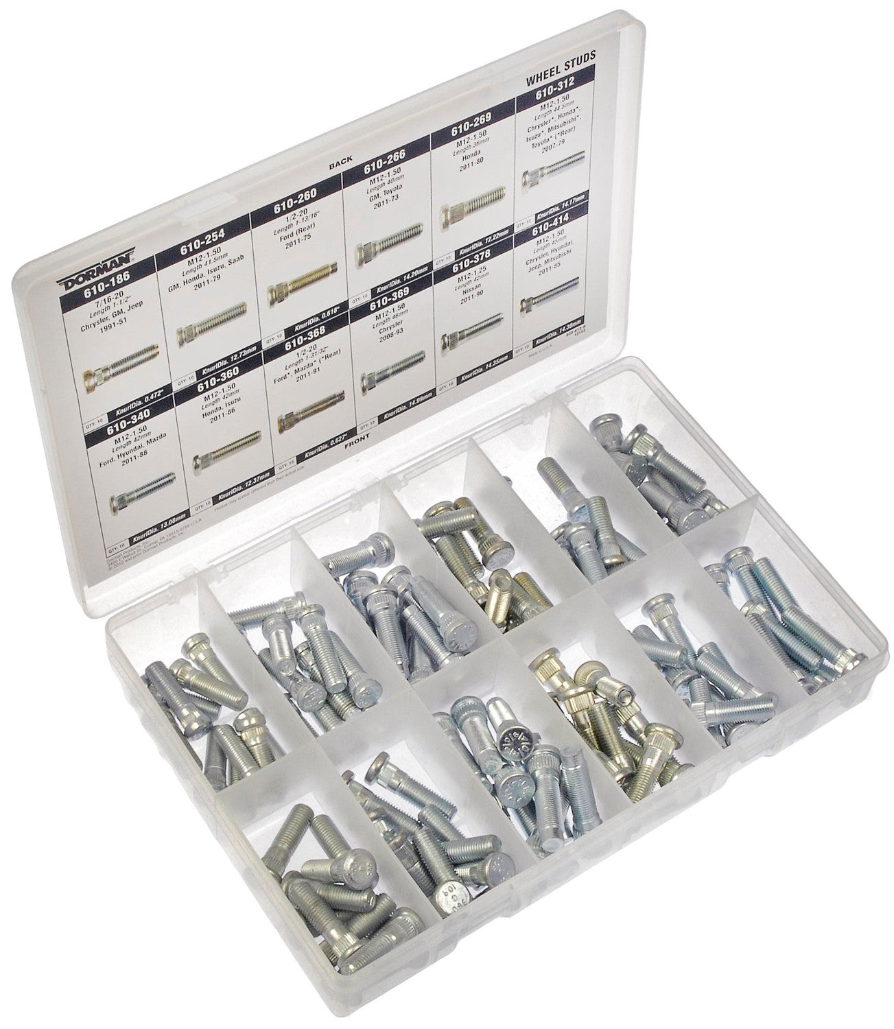 Dorman Autograde Wheel Lug Stud Tech Tray with 12 SKUs and Visual Guide 030-612