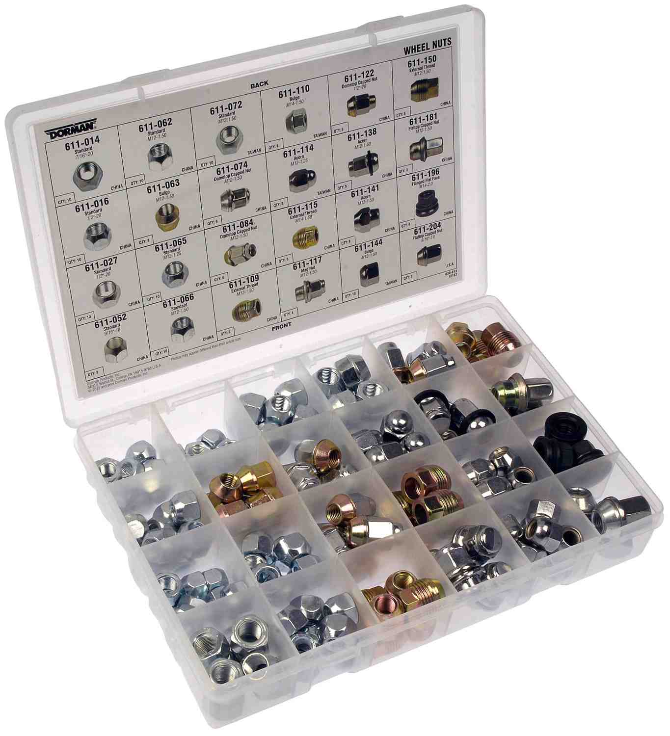 Dorman Autograde Wheel Lug Nut Tech Tray with 24 SKUs and Visual Guide 030-613