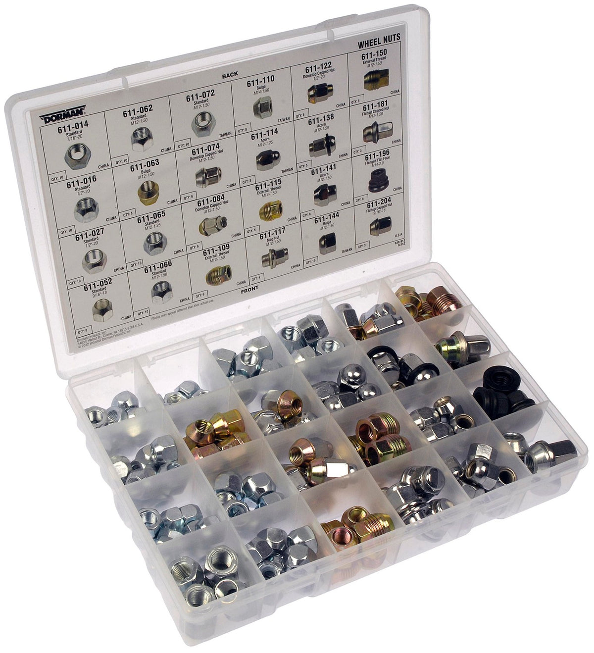 Dorman Autograde Wheel Lug Nut Tech Tray with 24 SKUs and Visual Guide 030-613