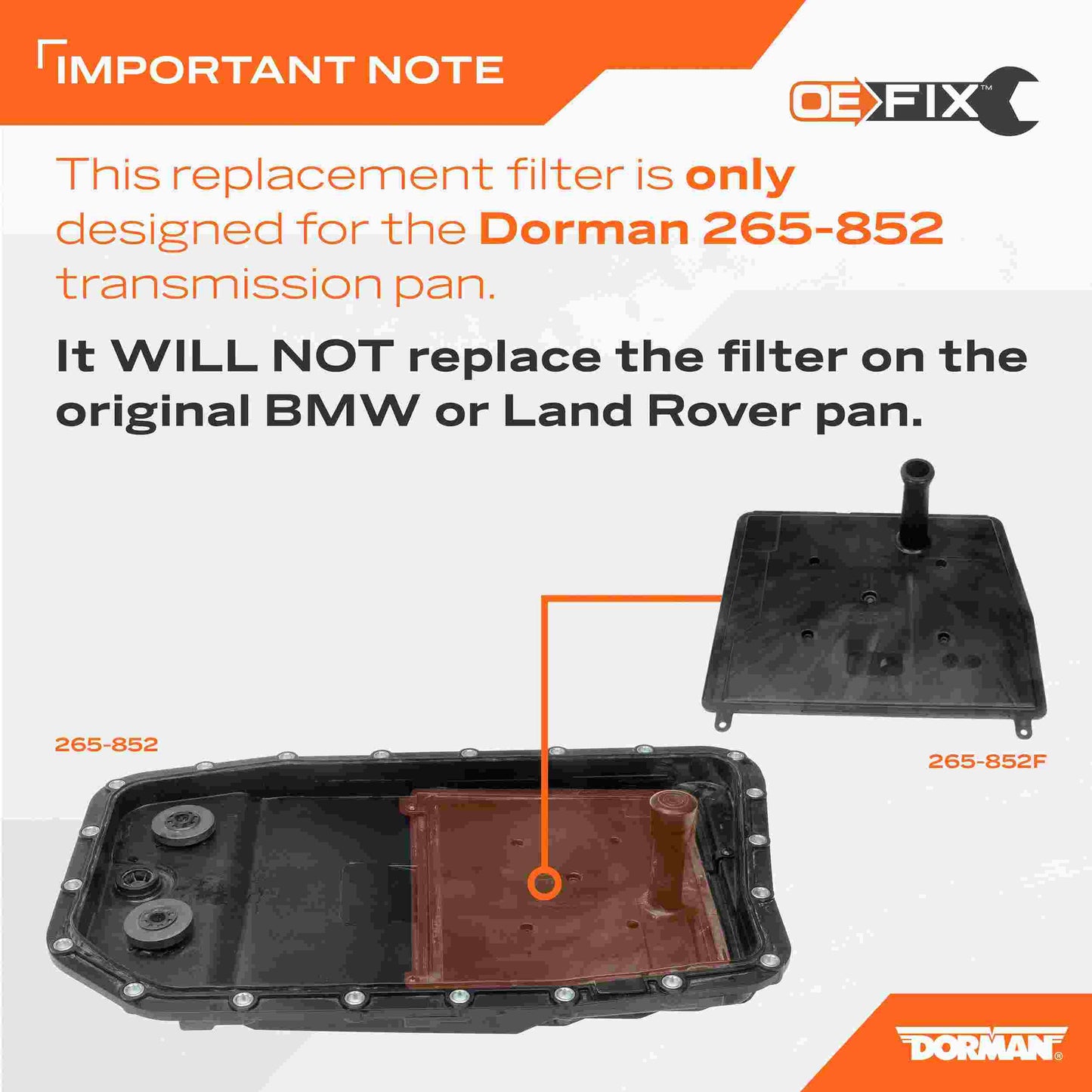 Dorman - OE Solutions Transmission Filter Kit with Gasket for 2016 Land Rover 265-852F