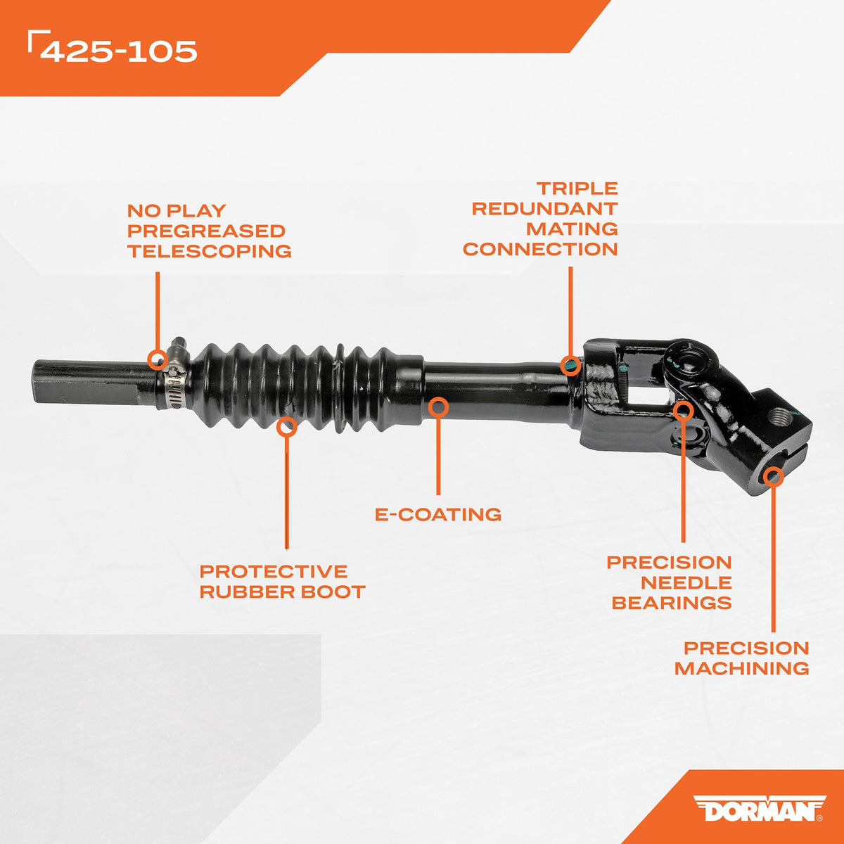 Dorman - OE Solutions Steering Shaft Lower with Corrosion Resistant for 2012-04 Chevrolet Colorado, 2012-04 GMC Canyon, 2010-06 Hummer H3, 2010-09 Hummer H3T 425-105
