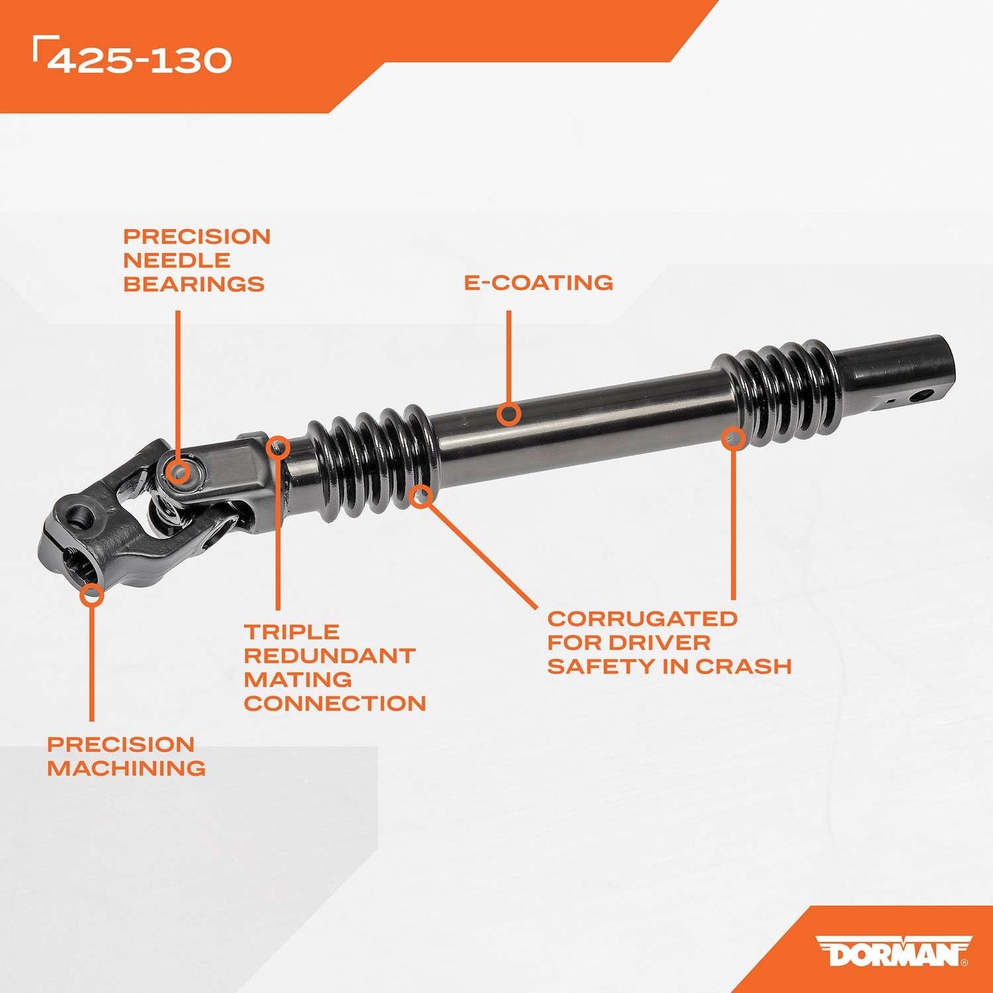 Dorman - OE Solutions Lower Intermediate Steering Shaft with Corrosion-Resistant for 2006-2009 Cadillac, 1999-2013 Chevrolet, 1999-2013 GMC 425-130