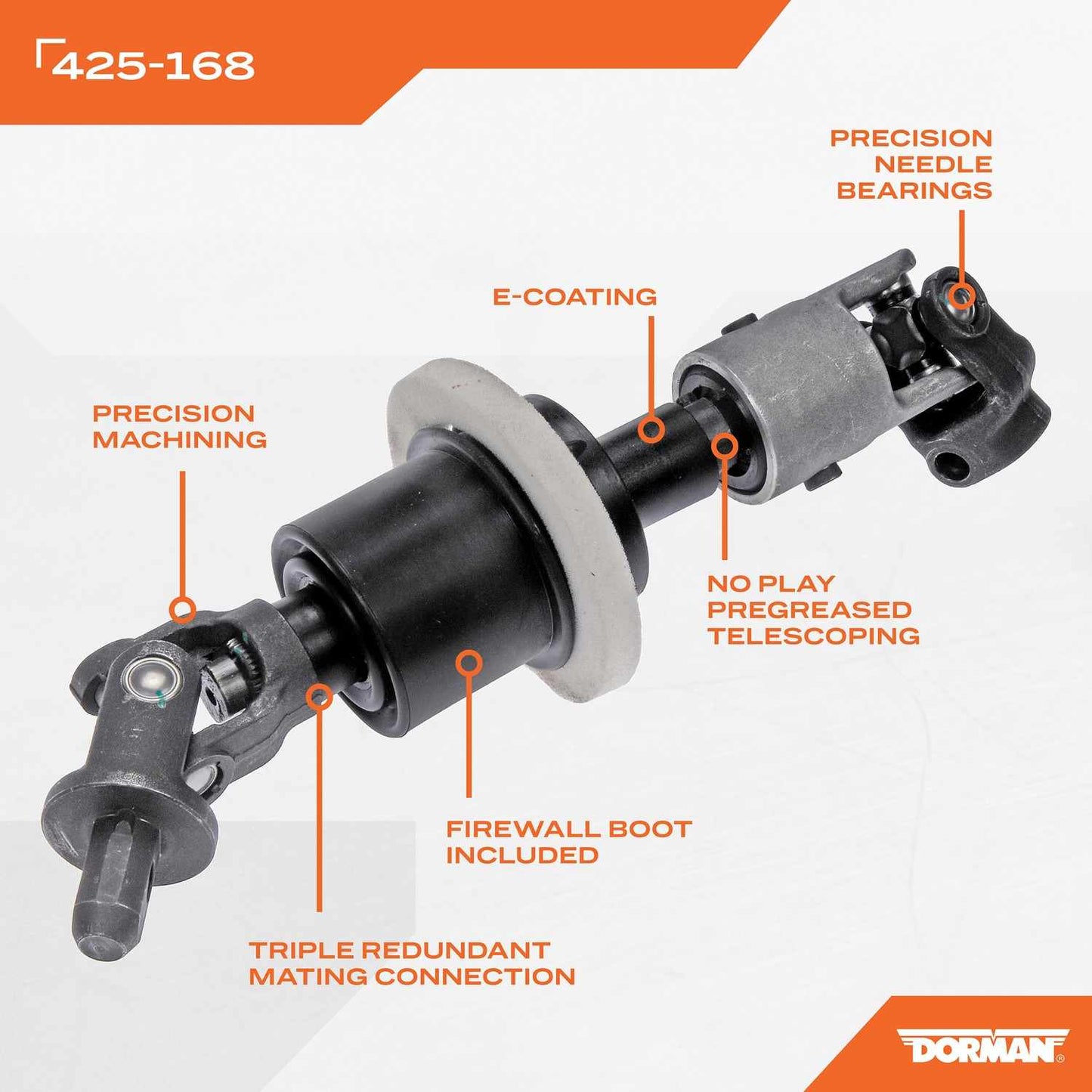 Dorman - OE Solutions Intermediate Steering Shaft with Corrosion Resistant Coating for 2009-2012 Chevrolet Malibu Pontiac G6 Saturn Aura 425-168