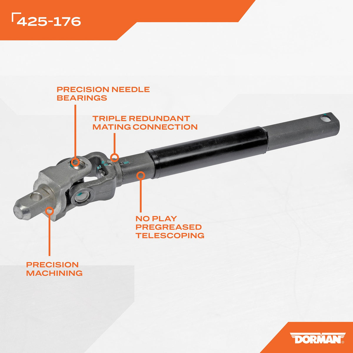Dorman - OE Solutions Upper Intermediate Steering Shaft with Corrosion Resistant Coating for 2006-02 Cadillac, 2007-99 Chevrolet, GMC, Hummer 2007-03 Part Number 425-176
