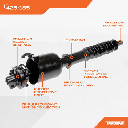 Dorman OE Solutions Lower Intermediate Steering Shaft with Corrosion Resistant Coating for 2000‑1999 Cadillac, 2000‑1995 Chevrolet & GMC 2000‑1995 425-185