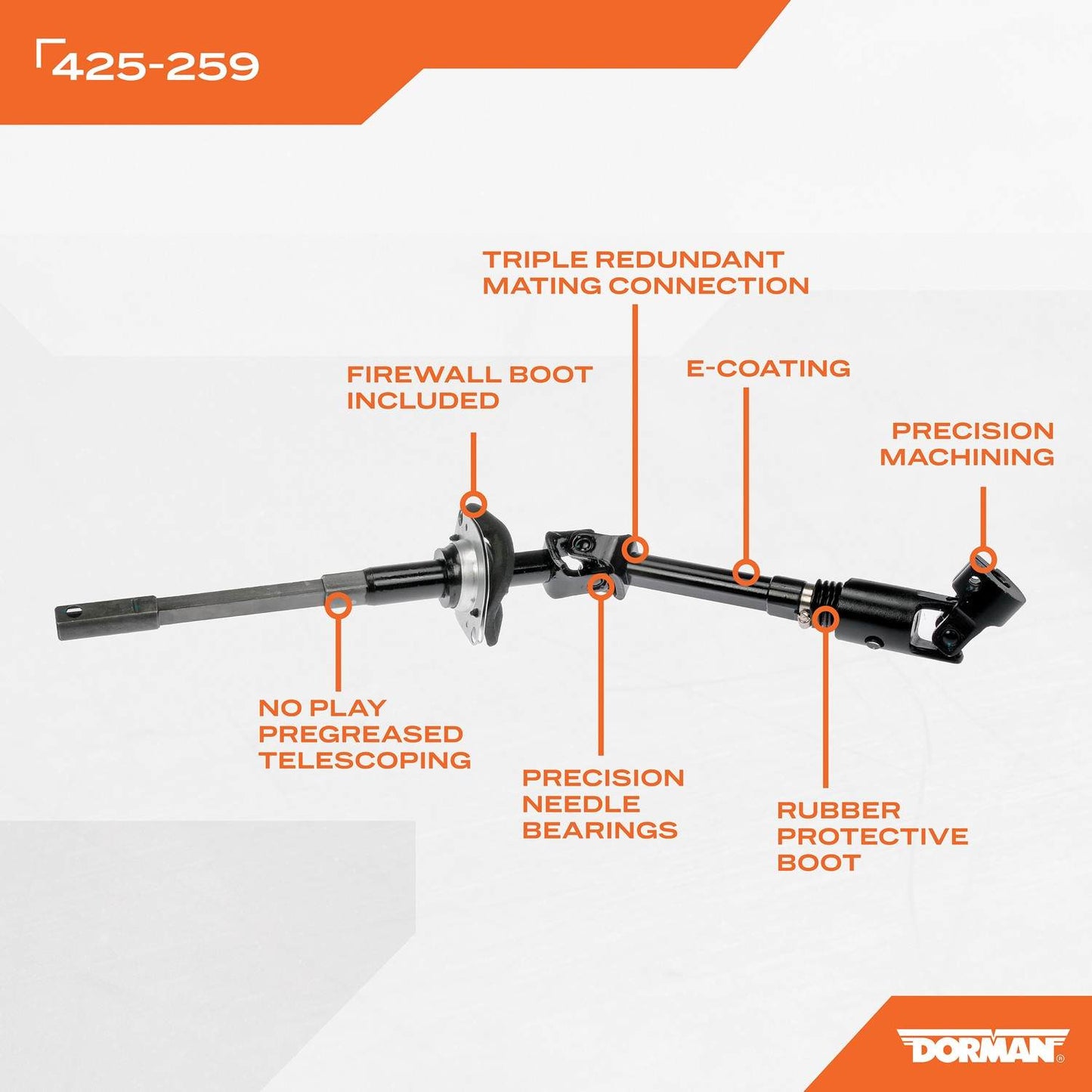 Dorman - OE Solutions Intermediate Steering Shaft with Corrosion Resistant for 2000-97 Dodge Dakota 2000-99 Dodge Durango 425-259