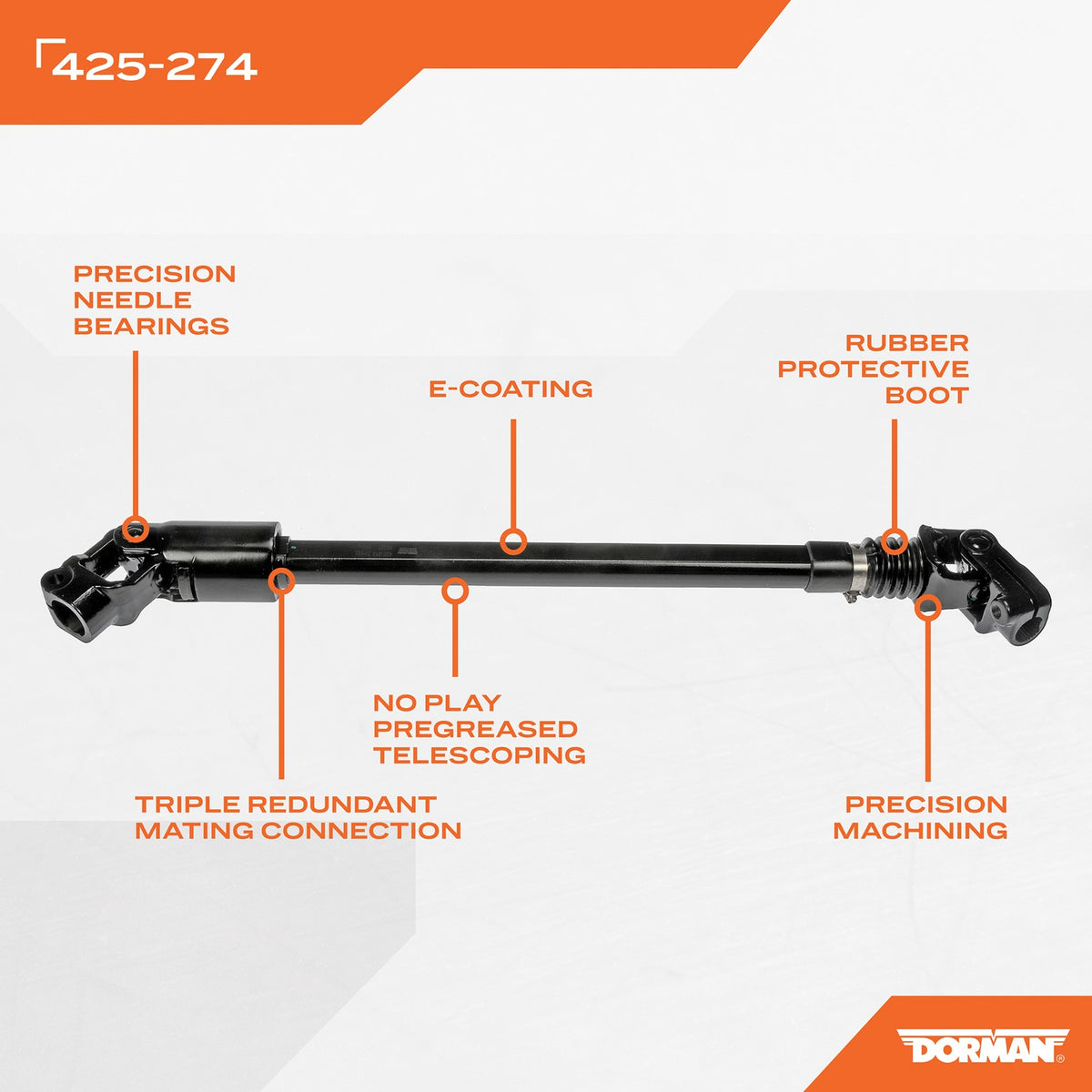 Dorman - OE Solutions Steering Shaft Lower with Corrosion Resistant for 1987-1995 Jeep Wrangler 425-274