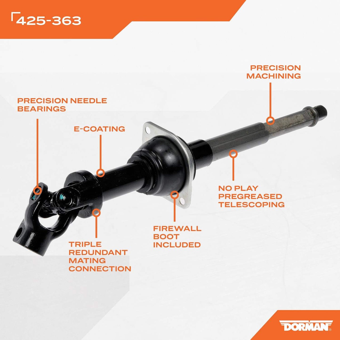 Dorman Upper Steering Shaft with Corrosion Resistant Coating for 2011-05 Ford Crown Victoria Lincoln Town Car Mercury Grand Marquis 425-363