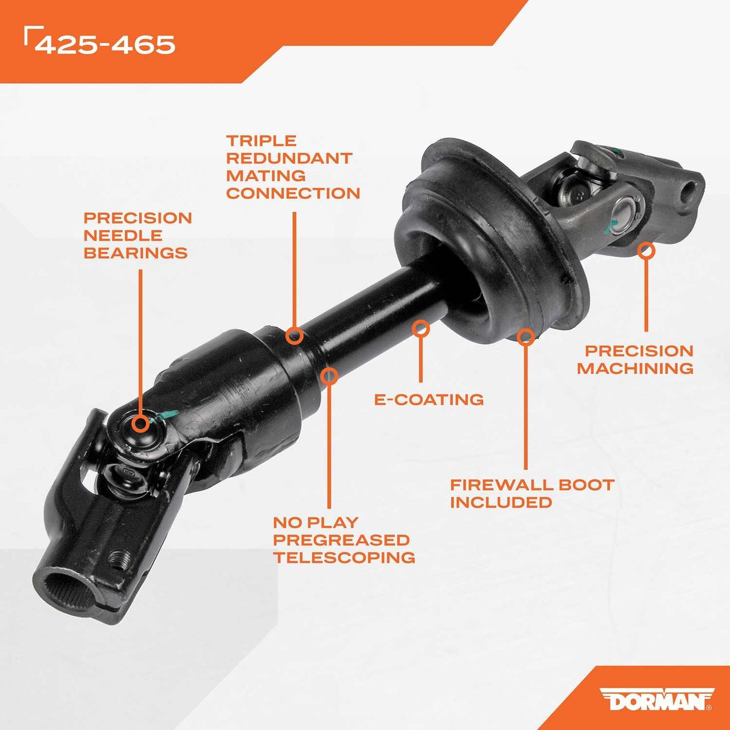 Dorman - OE Solutions Lower Steering Shaft Corrosion Resistant for 2012-07 Lexus ES350 2011-07 Toyota Camry 425-465