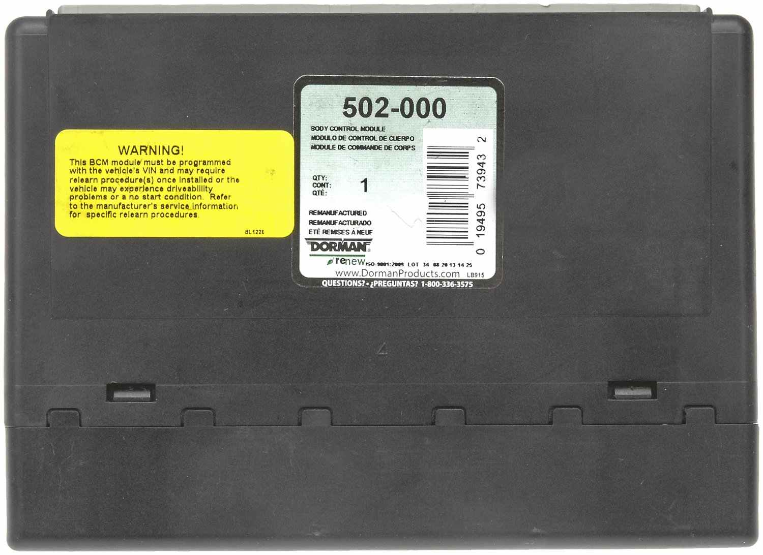 Dorman - OE Solutions REMANUFACTURED BODY CONTROL MODULE 502-000