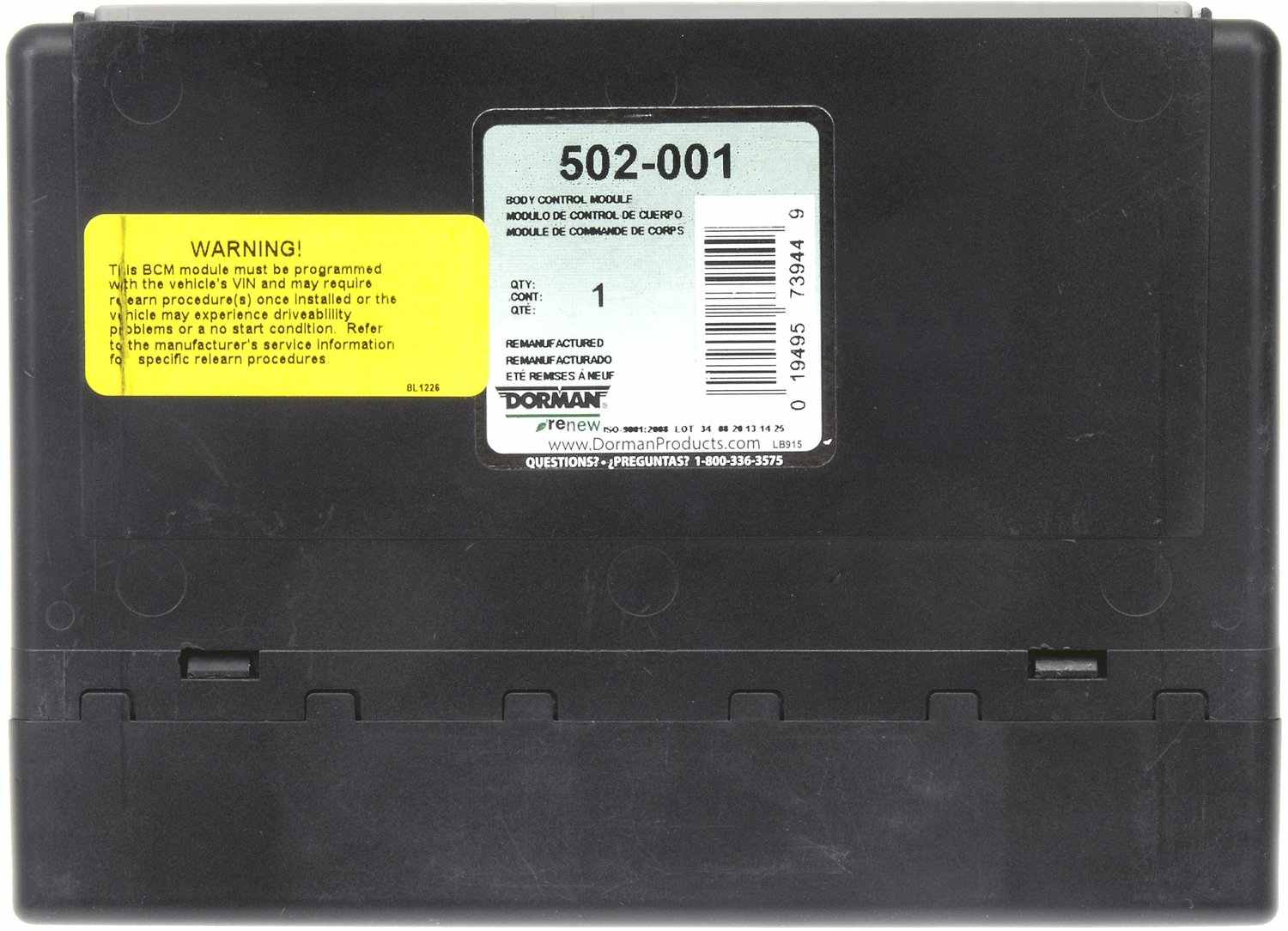 Dorman - OE Solutions REMANUFACTURED BODY CONTROL MODULE 502-001