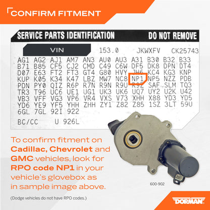Dorman - OE Solutions Transfer Case Shift Motor for 2000-99 Cadillac, 2000-96 Chevrolet, 2002-01 Dodge, 2000-96 GMC 600-902