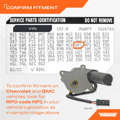 Dorman Transfer Case Motor with Factory‑Style Connector for 2002-2001 Chevrolet GMC 600-907