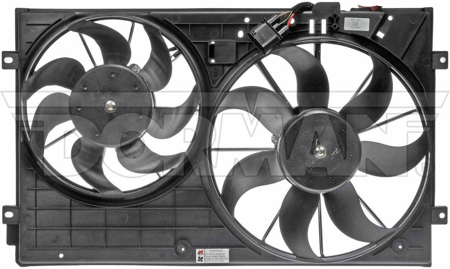 Dorman - OE Solutions Engine Cooling Fan Assembly Dual Fan Assembly with Motor for 2013-04 Audi 620-843