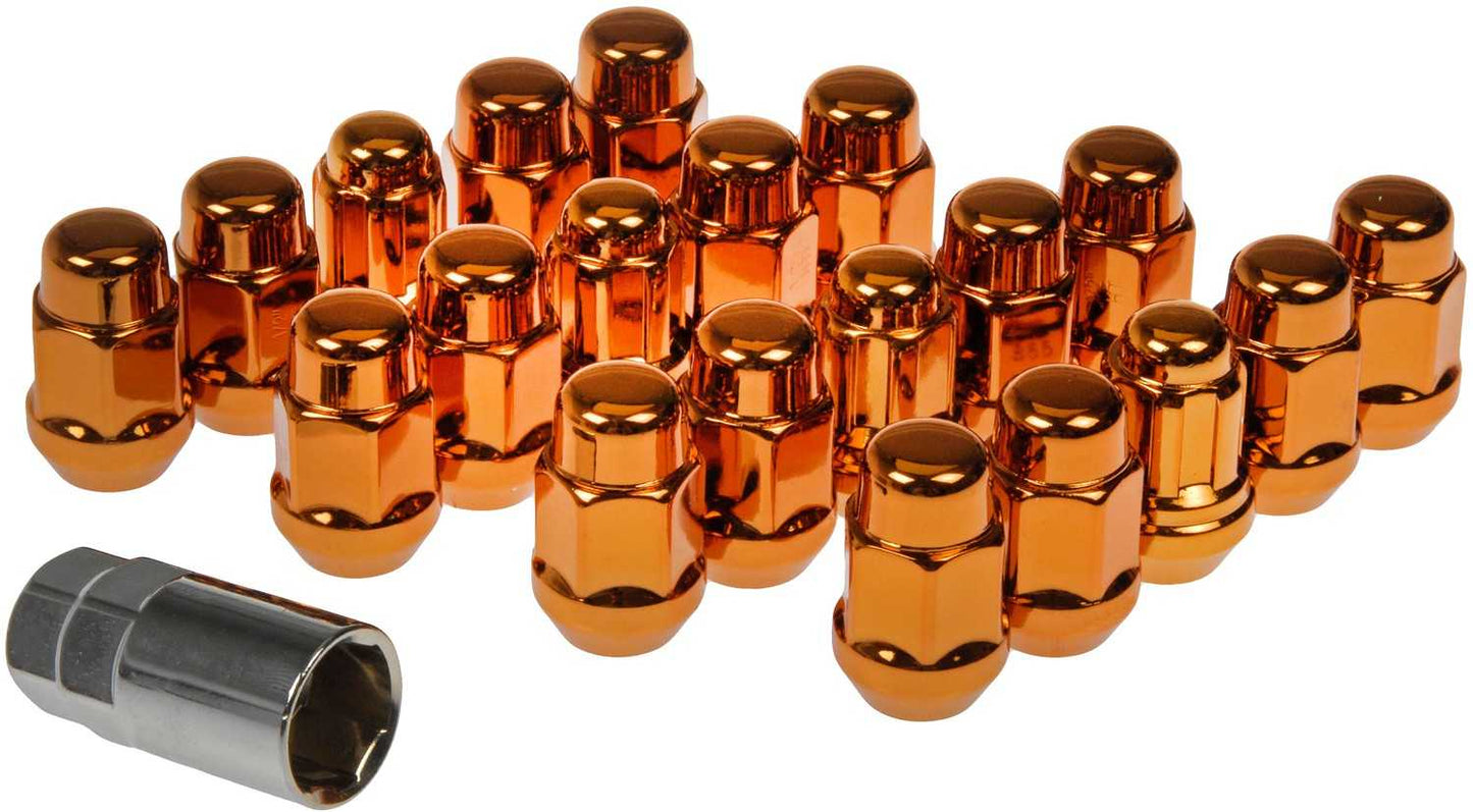 Dorman Autograde Orange Acorn Wheel Lock Set 1/2-20 with 20 Pieces for 1942-1946 and 2018-2046 Vehicles 711-235I