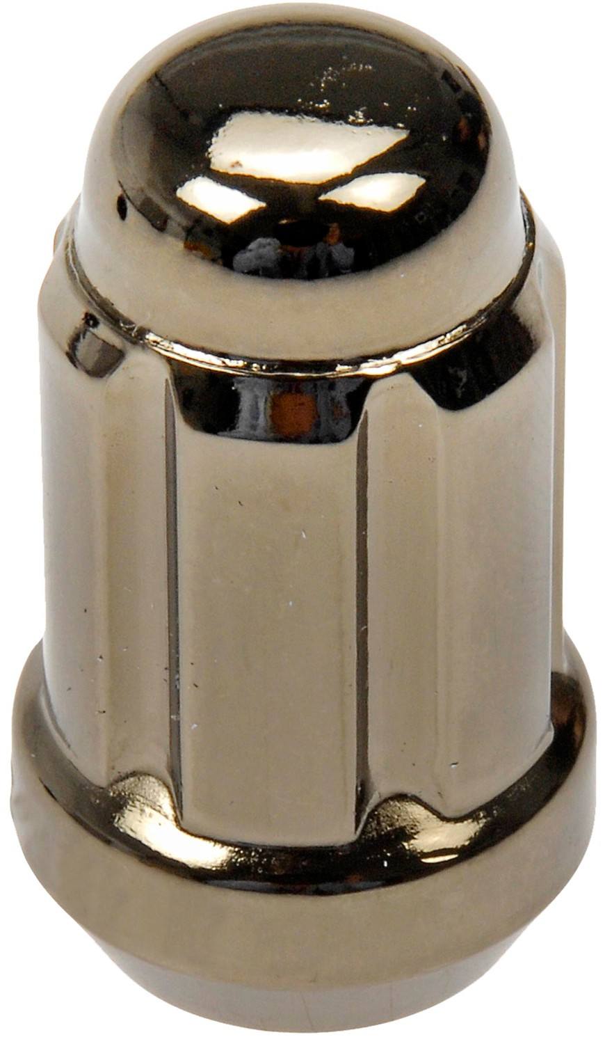 Dorman Lug Nut, Steel, Gunmetal Chrome, 1/2-20, Conical, 19mm or 21mm Wrench,