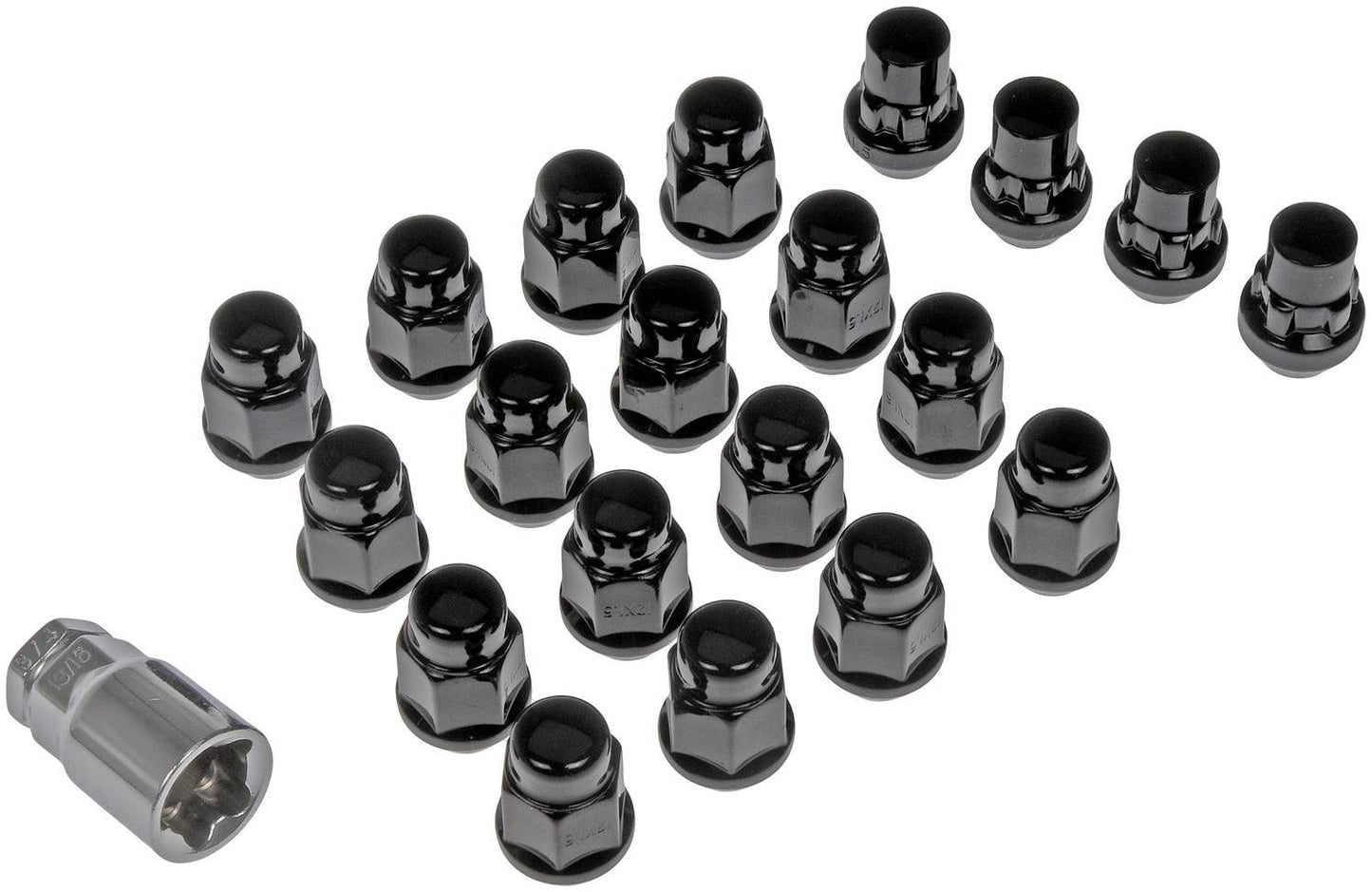 Dorman Autograde Wheel Lock Set Black Chrome Acorn M12-1.50 20 Piece Kit 711-346