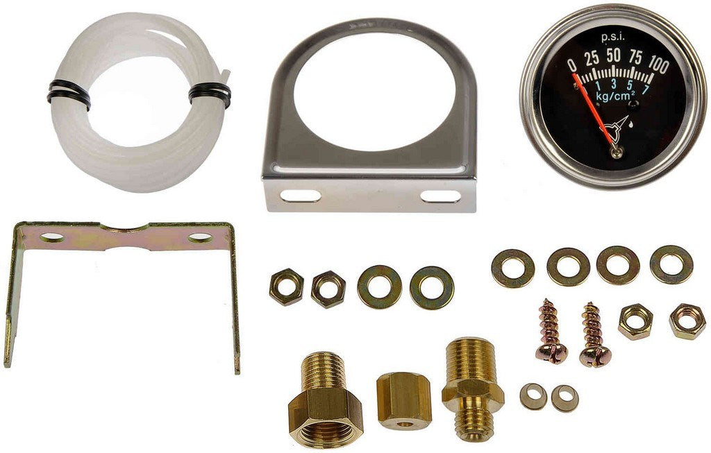 Dorman Gauge, Analog, Oil Pressure, 0-100 psi, 2 5/8 in., Black Face, Chrome
