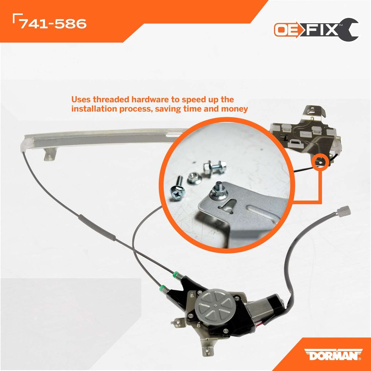 Dorman Power Window Regulator And Motor Assembly with Threaded Hardware for 2019-2021 Ford 741-586