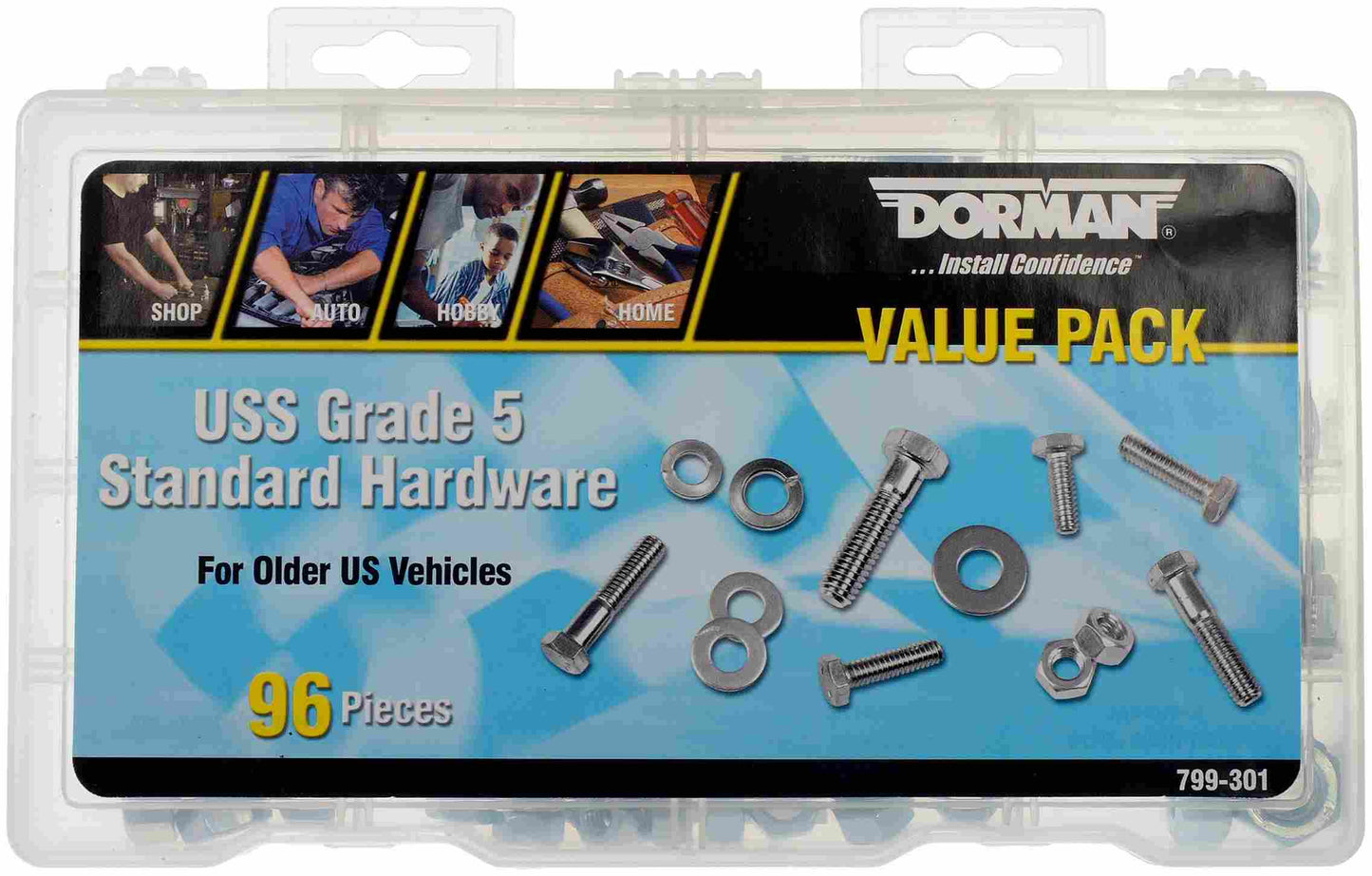 Dorman Autograde USS Grade 5 Standard Hardware Assortment with 96 Pieces and Reusable Case 799-301