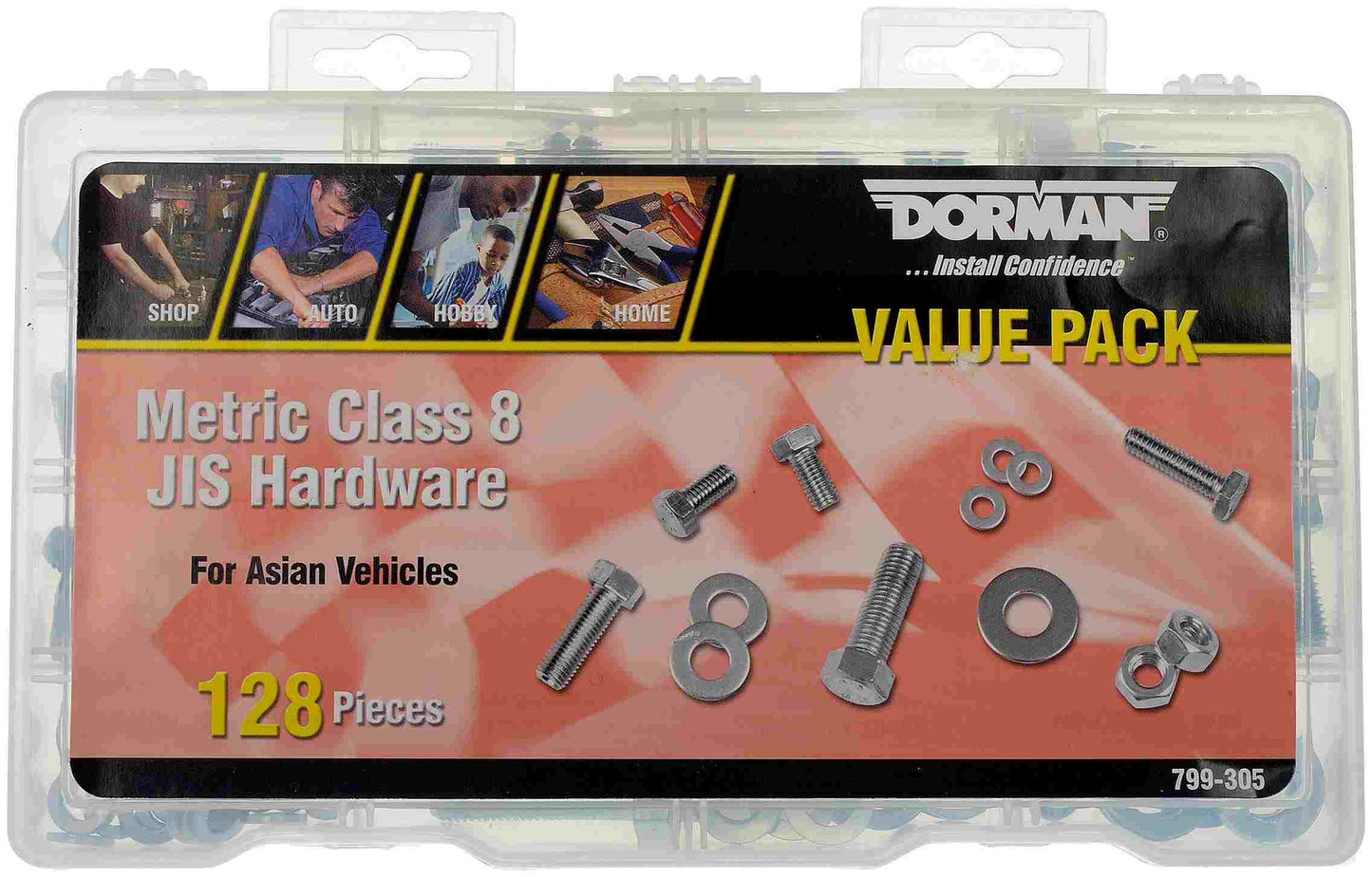 Dorman Autograde Metric Class 8 Hardware Assortment for Asian Vehicles 128 Pieces 799-305
