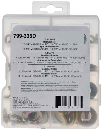 Dorman Washer Value Pack Grade 8 Class 10.9 88 Pieces 799-335D