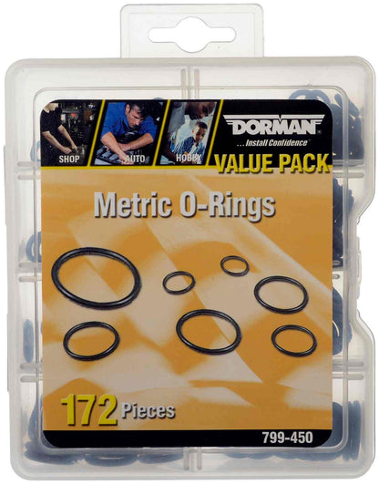 Dorman Autograde Metric O-Ring Assortment 172 Pieces with 8 Sizes for Common Automotive Repairs 799-450