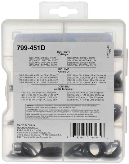 Dorman O-Ring Assortment 144 Pieces with Trustworthy Quality for 799-451D