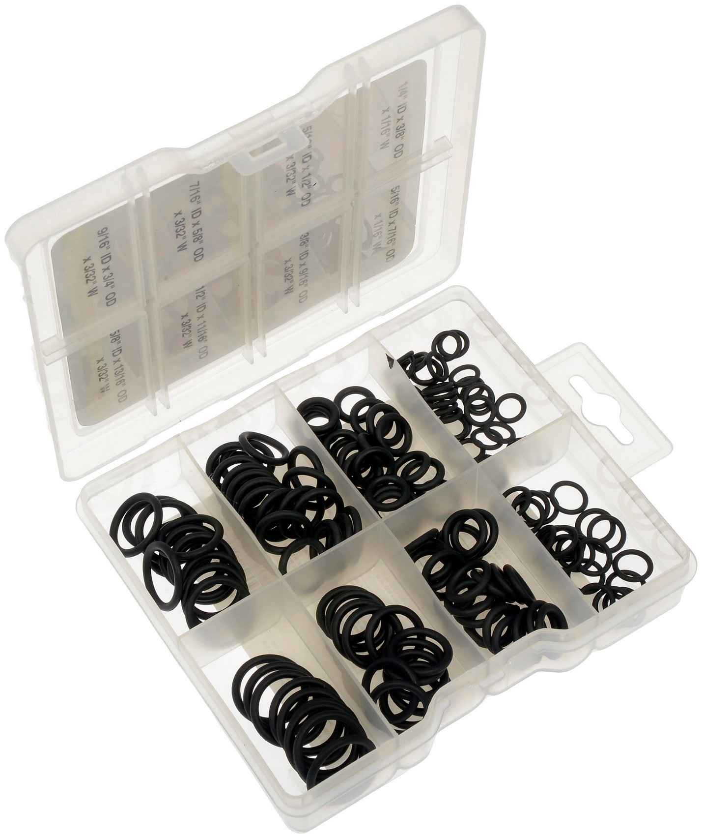 Dorman O-Ring Assortment, SAE Sizes, Black Rubber, 144-Piece, Kit