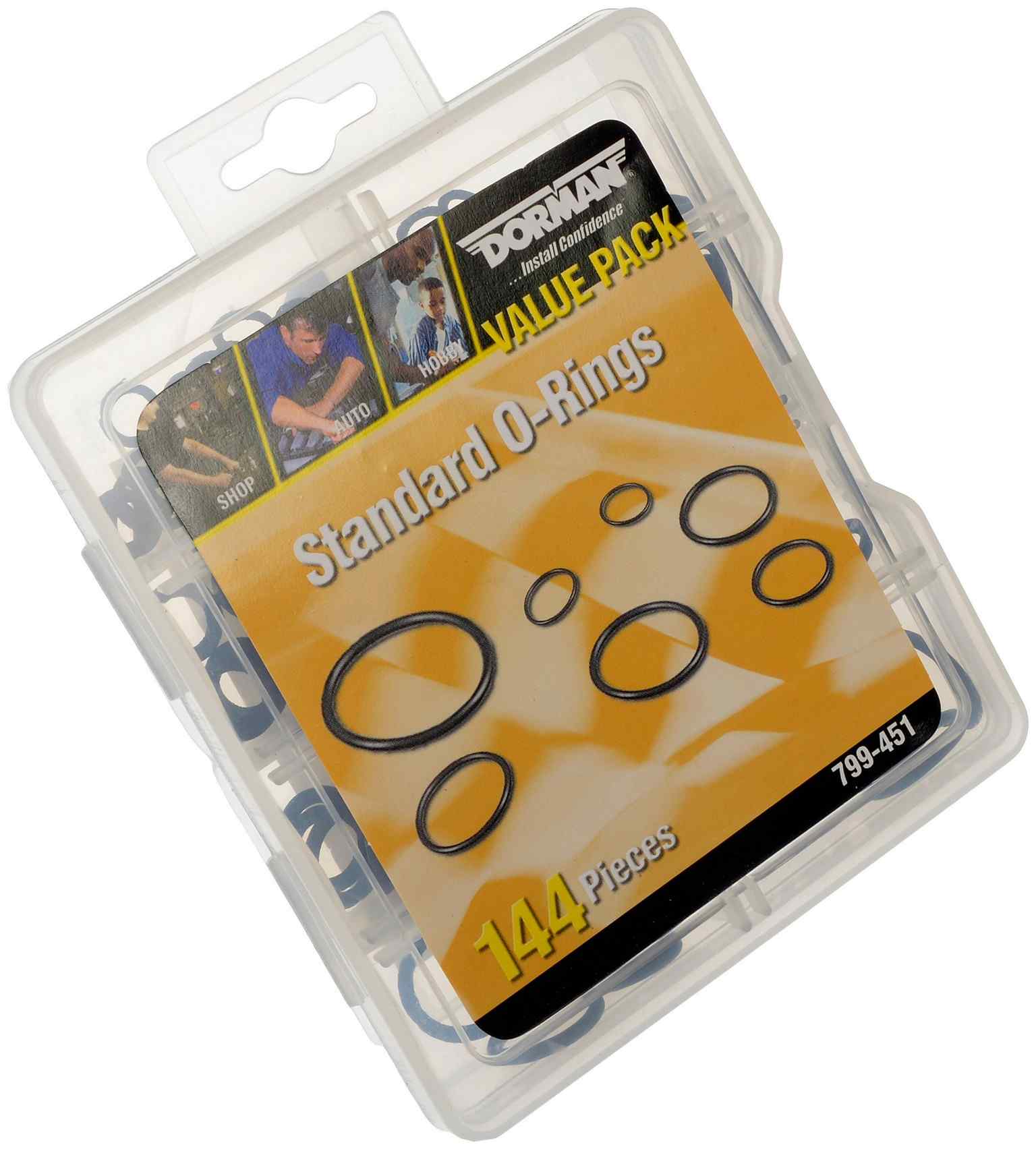 Dorman O-Ring Assortment, SAE Sizes, Black Rubber, 144-Piece, Kit
