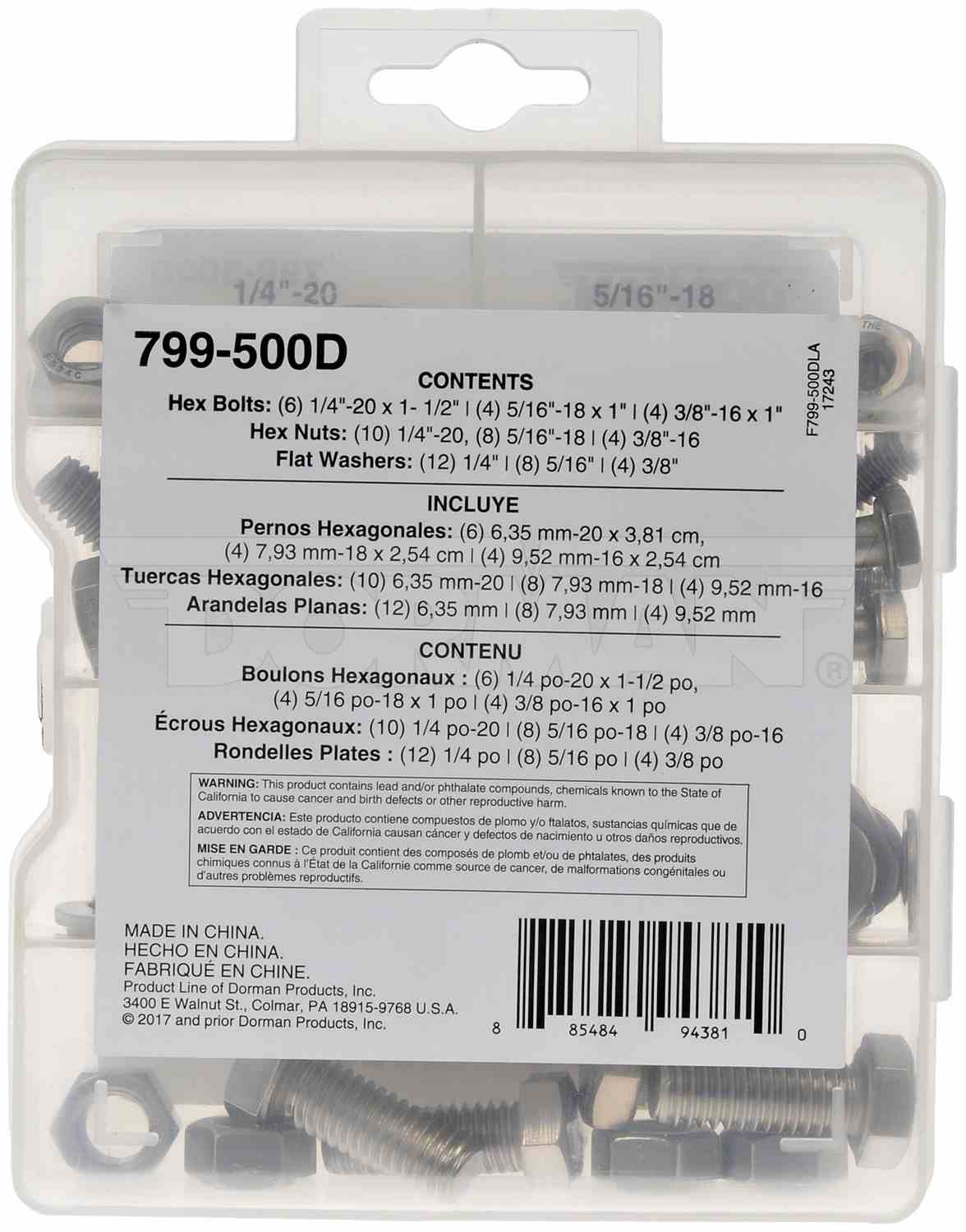 Dorman Stainless Steel Hardware Assortment 60 Pieces 799-500D