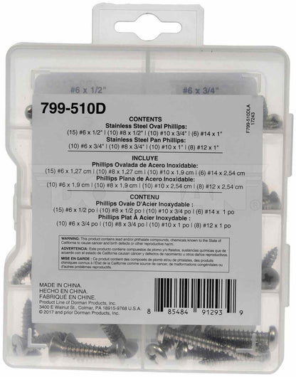 Dorman Trim Screw Assortment 79 Pieces Stainless Steel 799-510D