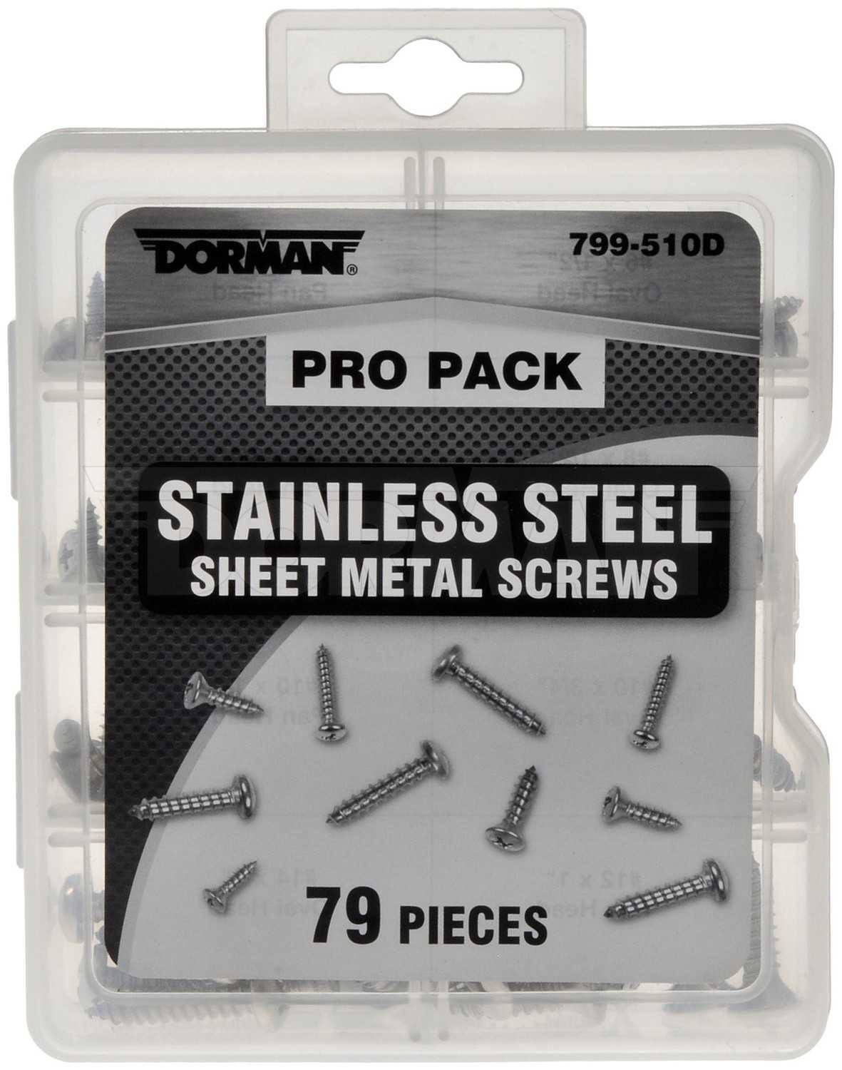 Dorman Pro Pack Sheet Metal Screws Stainless Steel - 79 Pieces