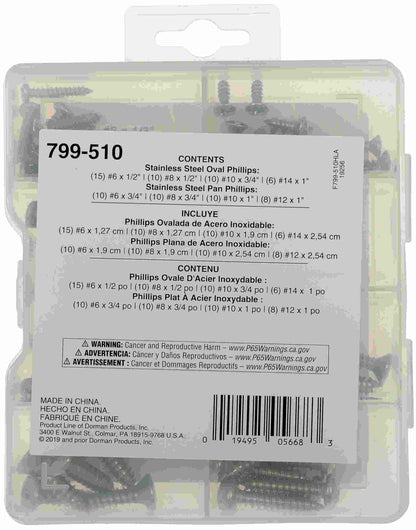 Dorman Autograde Stainless Steel Sheet Metal Screw Assortment 79 Piece Kit 799-510