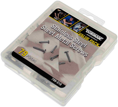 Dorman Autograde Stainless Steel Sheet Metal Screw Assortment 79 Piece Kit 799-510