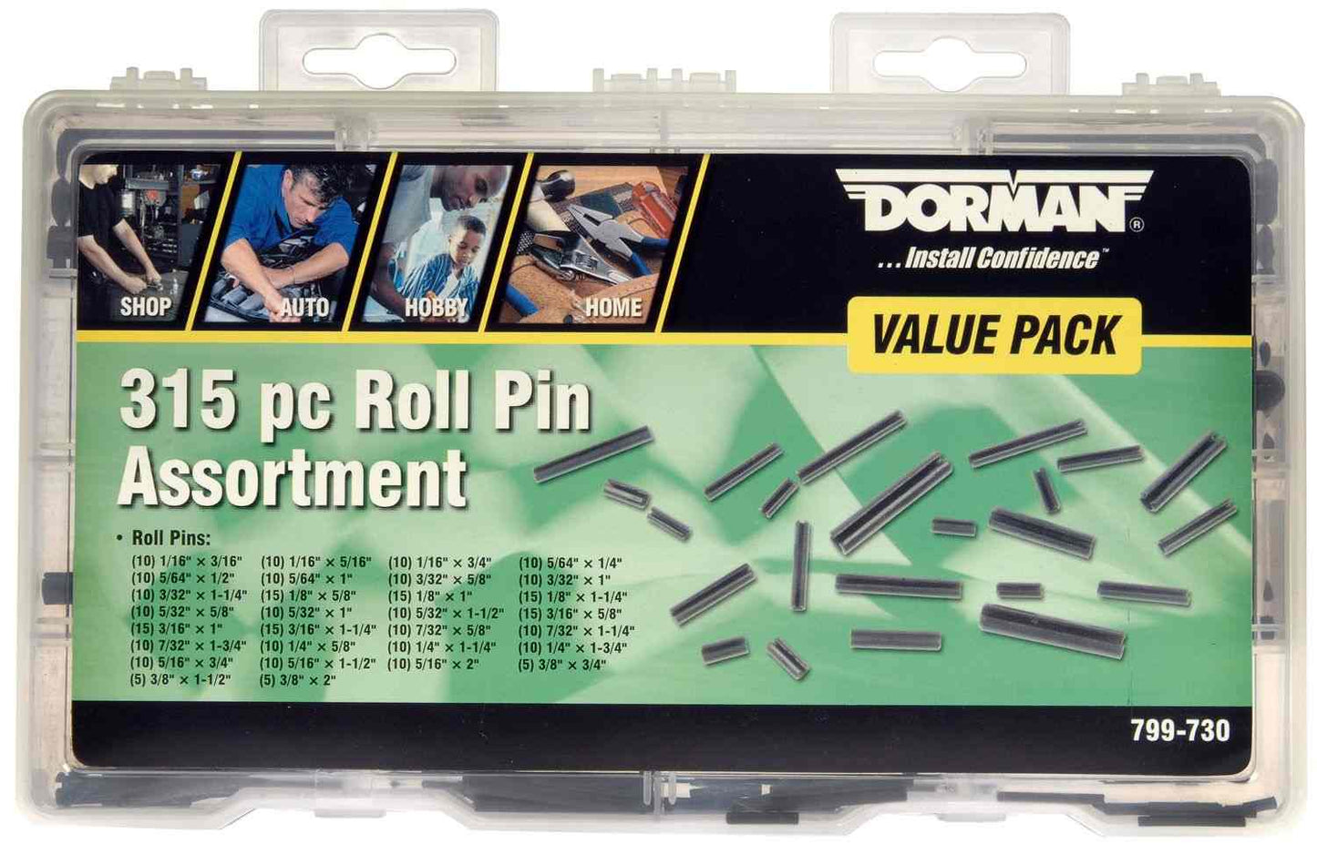Dorman - Autograde Roll Pin Assortment Value Pack 30 Sku's 315 Pieces