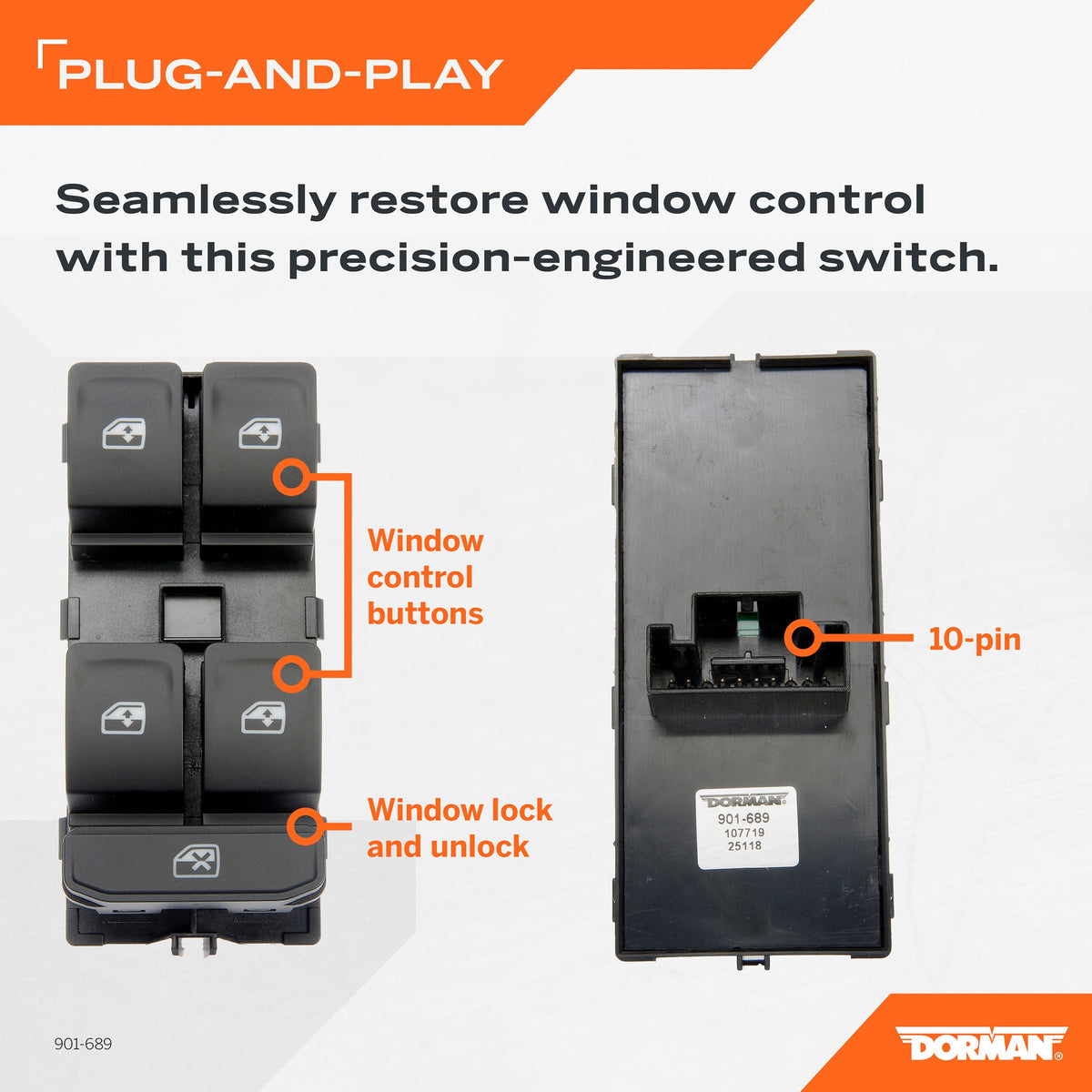 Dorman - OE Solutions Master Window Switch - 5 Button 901-689