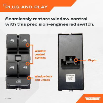 Dorman - OE Solutions Master Window Switch - 5 Button 901-689