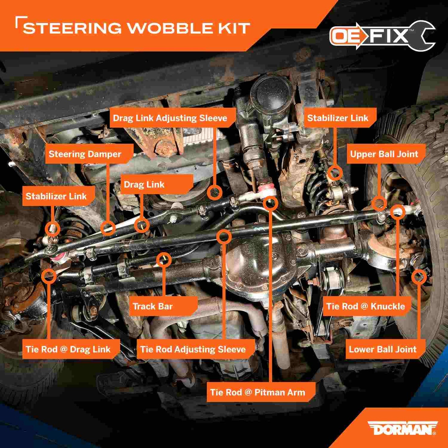 Dorman - Premium STEERING WOBBLE REPAIR KIT SWS96285RD