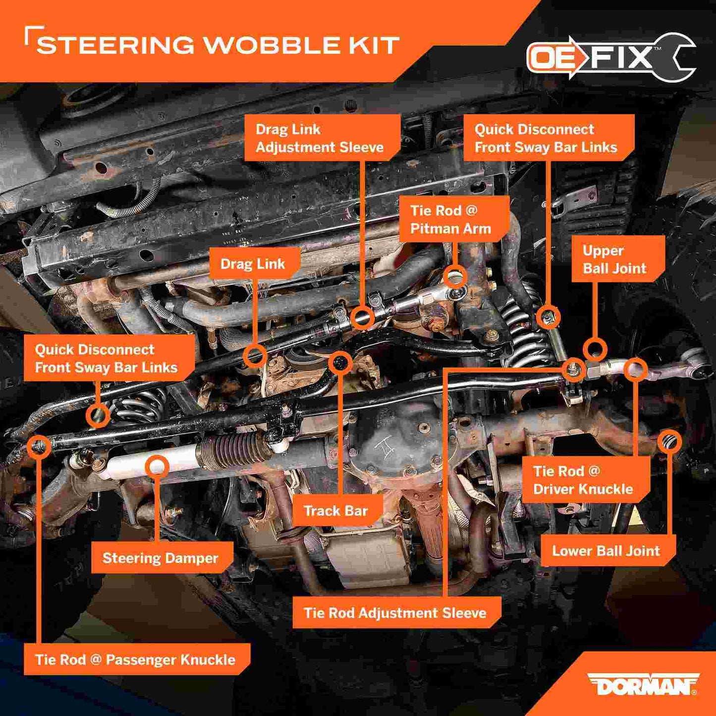 Dorman - Premium STEERING WOBBLE FIX KIT SWS96305RD