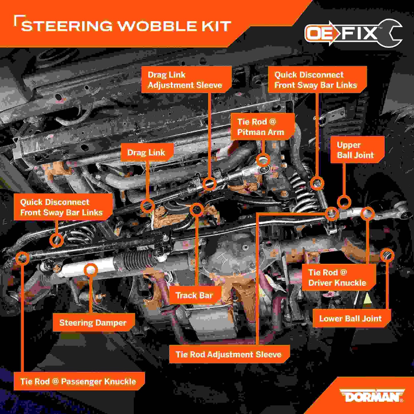 Dorman - Premium STEERING WOBBLE FIX KIT SWS96305RD