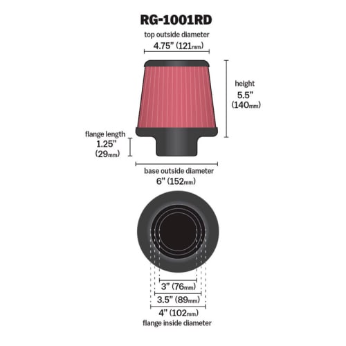 PrivateLabelMfg x K&N Adjustable Size 3" 3.5" 4" Universal Air Filter